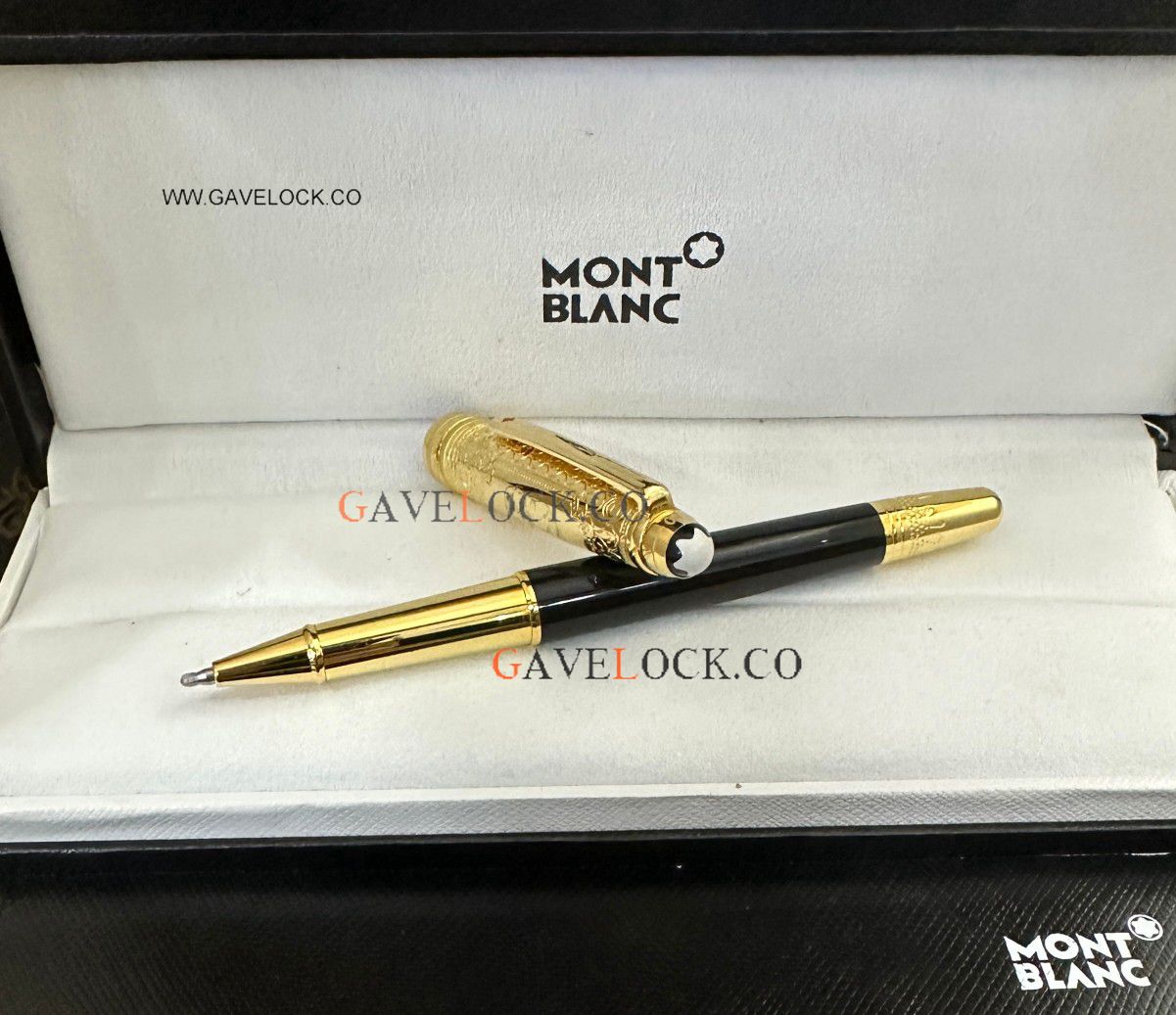 AAA Copy Montblanc Meisterstuck 164 Black & Gold Cap Rollerball Pen